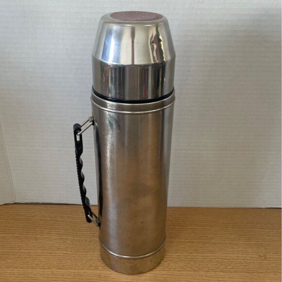 Vtg Uno-Vac Stainless Steel Thermos 1 Qt Unbreakable USA Insulated W Handle - Picture 3 of 12